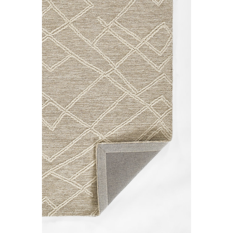 Wendell Beige Abstract Wool Rectangular Rug 2' x 4'