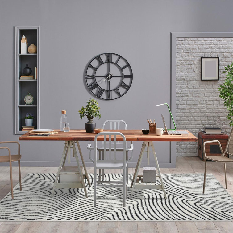 Anthracite Geometric Swirl 5' x 7' Synthetic Area Rug
