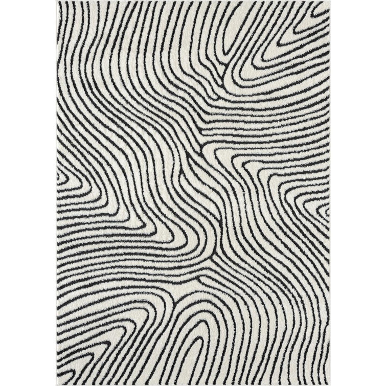 Anthracite Geometric Swirl 5' x 7' Synthetic Area Rug