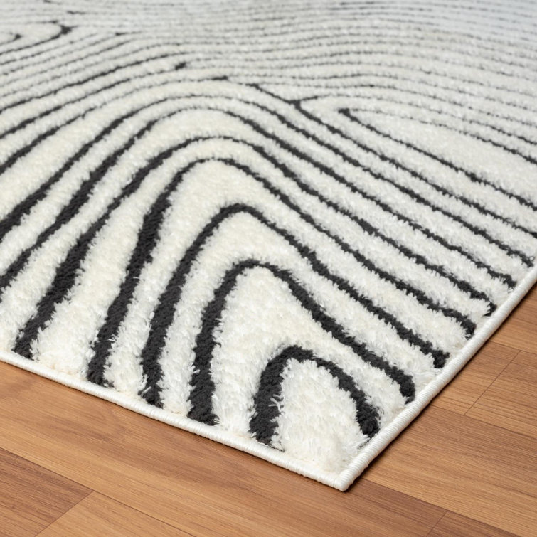 Anthracite Geometric Swirl 5' x 7' Synthetic Area Rug