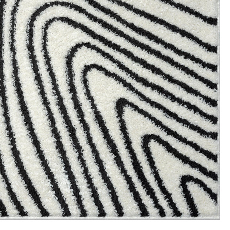 Anthracite Geometric Swirl 5' x 7' Synthetic Area Rug