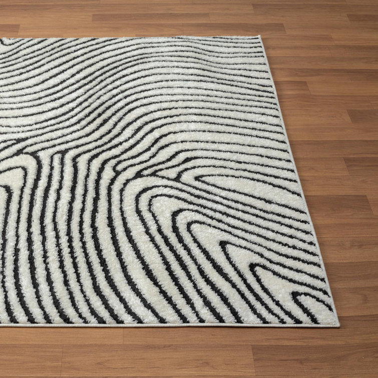Anthracite Geometric Swirl 5' x 7' Synthetic Area Rug