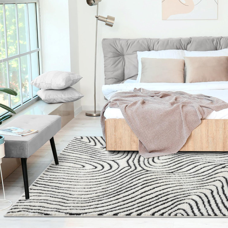 Anthracite Geometric Swirl 5' x 7' Synthetic Area Rug