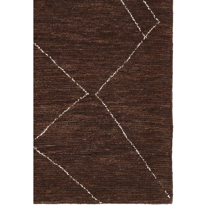 Wendell Brown Geometric Wool Rectangular Rug 2' x 4'