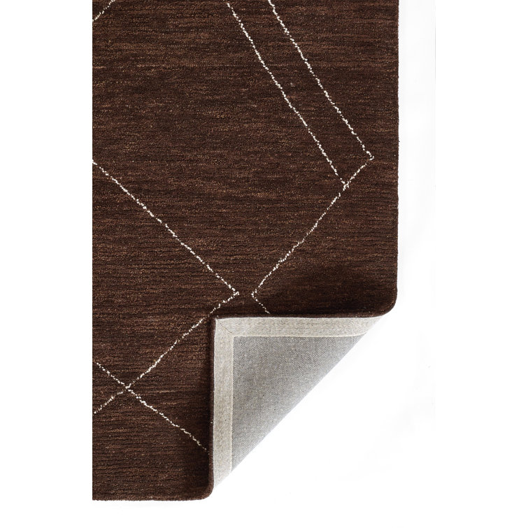 Wendell Brown Geometric Wool Rectangular Rug 2' x 4'