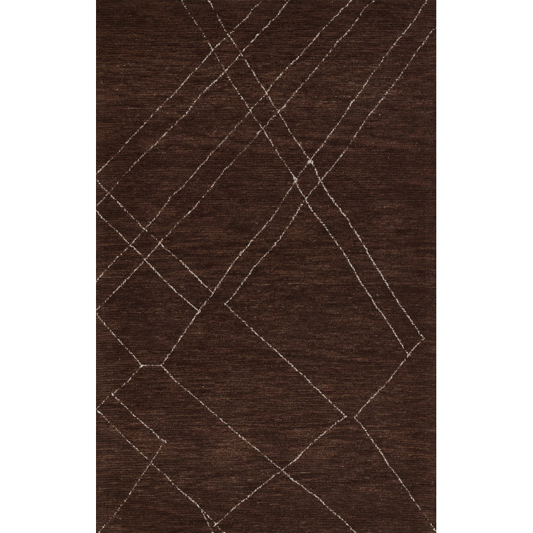 Wendell Brown Geometric Wool Rectangular Rug 2' x 4'