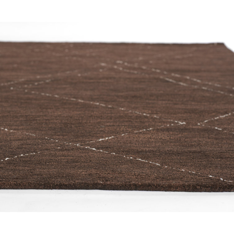 Wendell Brown Geometric Wool Rectangular Rug 2' x 4'