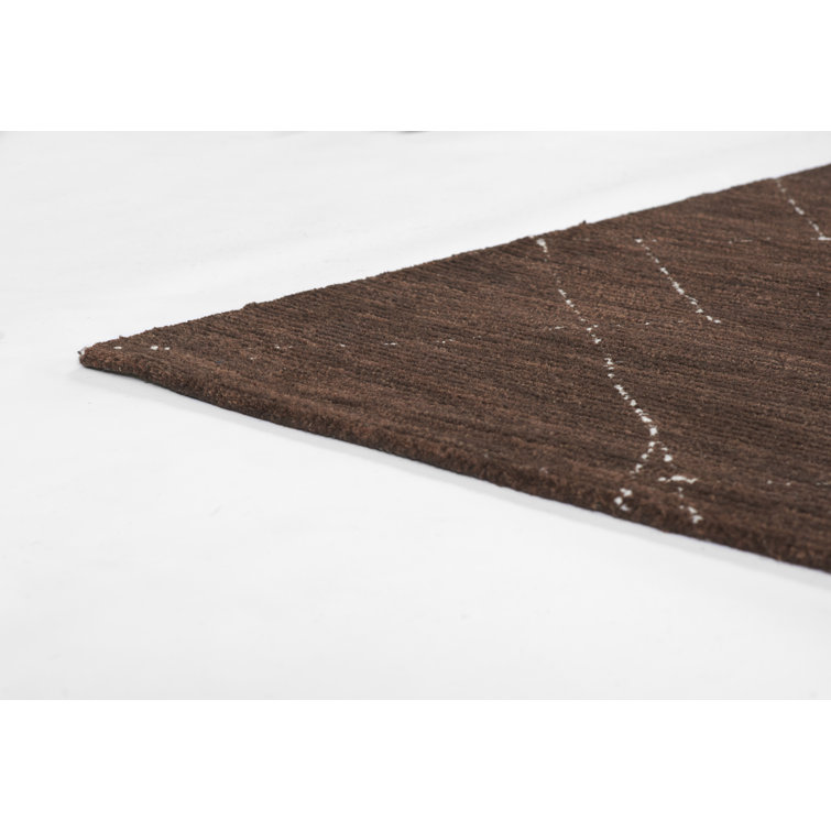 Wendell Brown Geometric Wool Rectangular Rug 2' x 4'