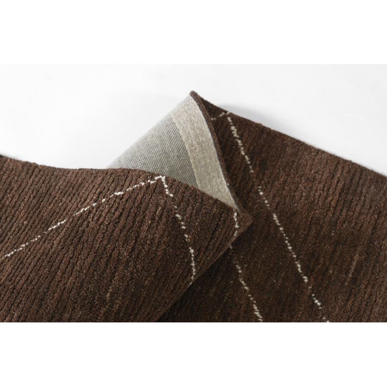 Wendell Brown Geometric Wool Rectangular Rug 2' x 4'