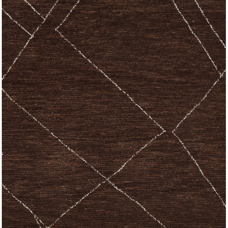 Wendell Brown Geometric Wool Rectangular Rug 2' x 4'