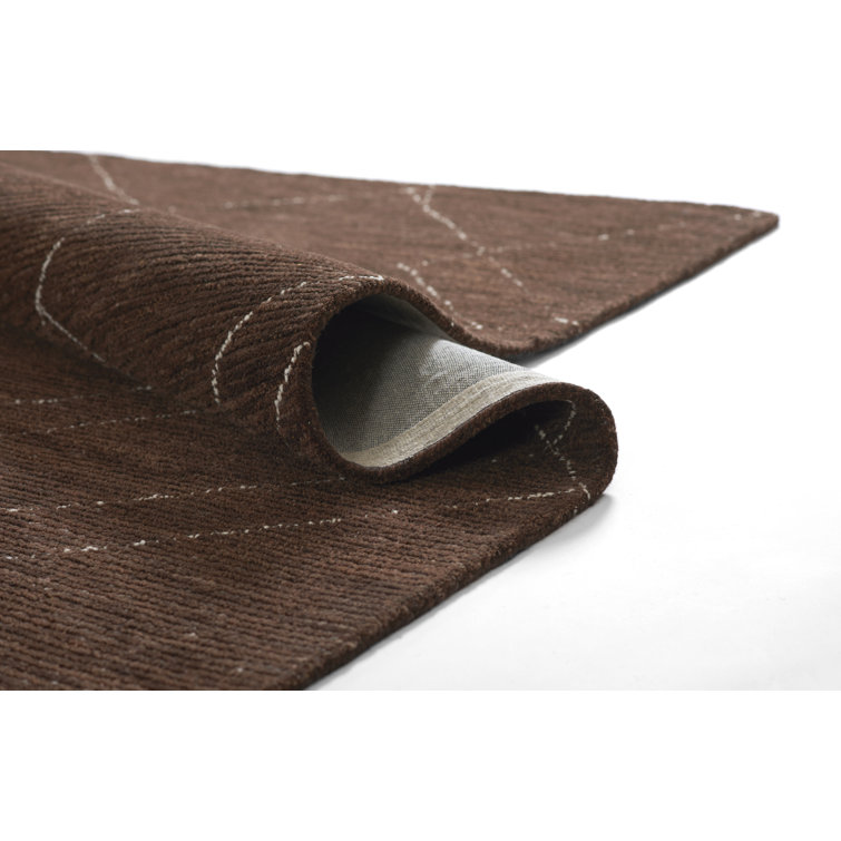 Wendell Brown Geometric Wool Rectangular Rug 2' x 4'