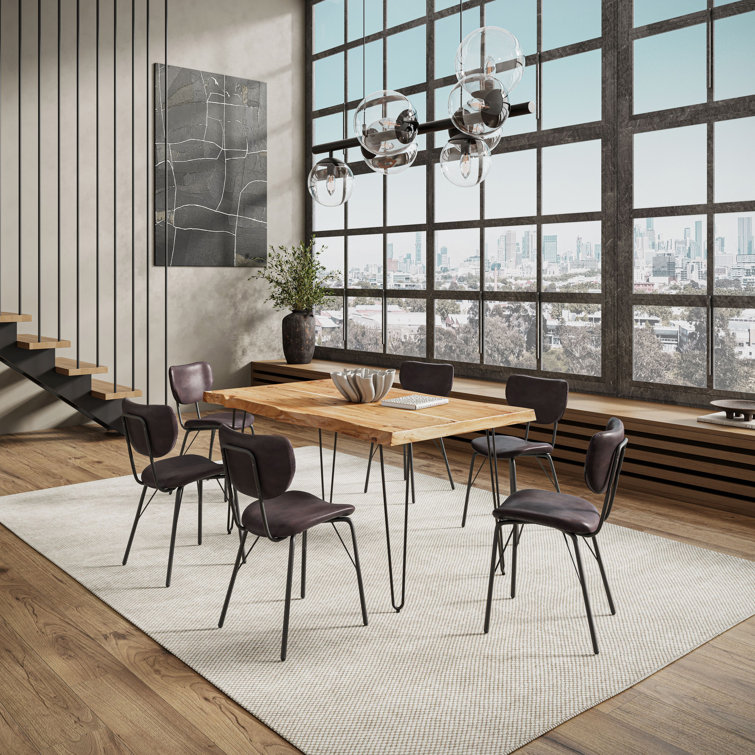 Nature's Edge 7-Piece Natural Wood Dining Set with Dark Brown Upholstered Chairs