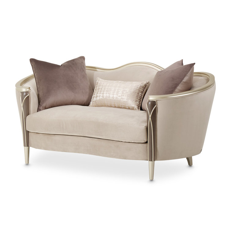 Villa Cherie 71'' Beige Velvet Loveseat with Solid Wood Frame