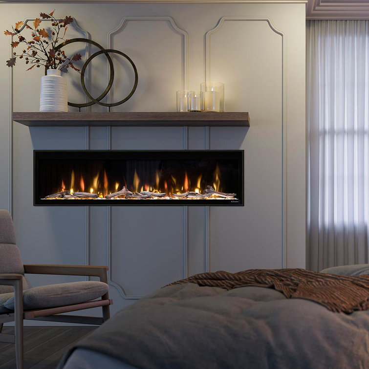 Evolve 60 Inch Black Glass Linear Electric Fireplace