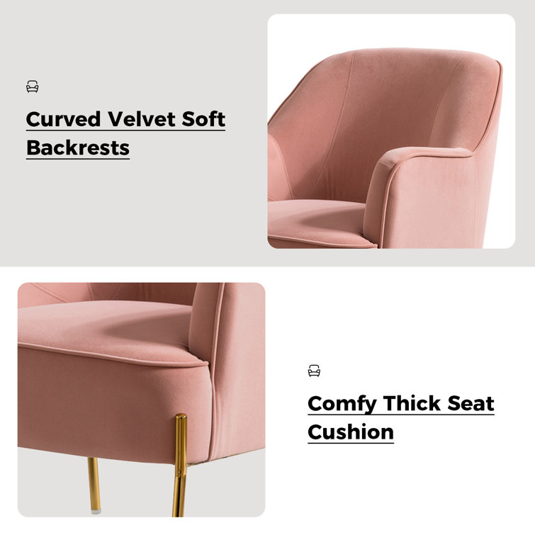 Pink Velvet Swivel Accent Chair with Metal Frame