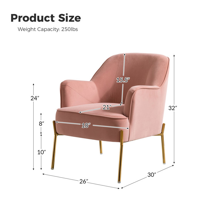 Pink Velvet Swivel Accent Chair with Metal Frame