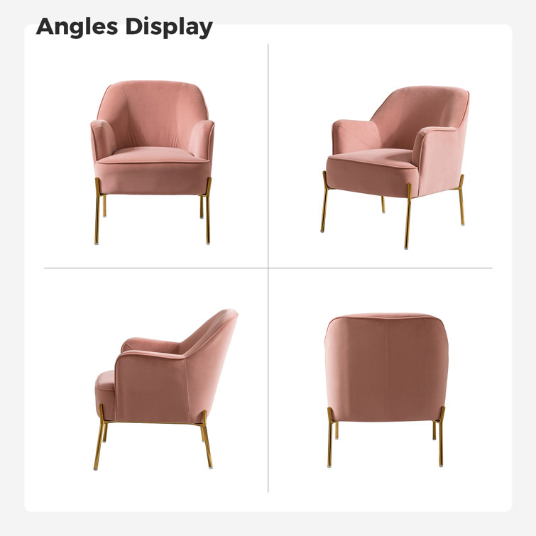 Pink Velvet Swivel Accent Chair with Metal Frame