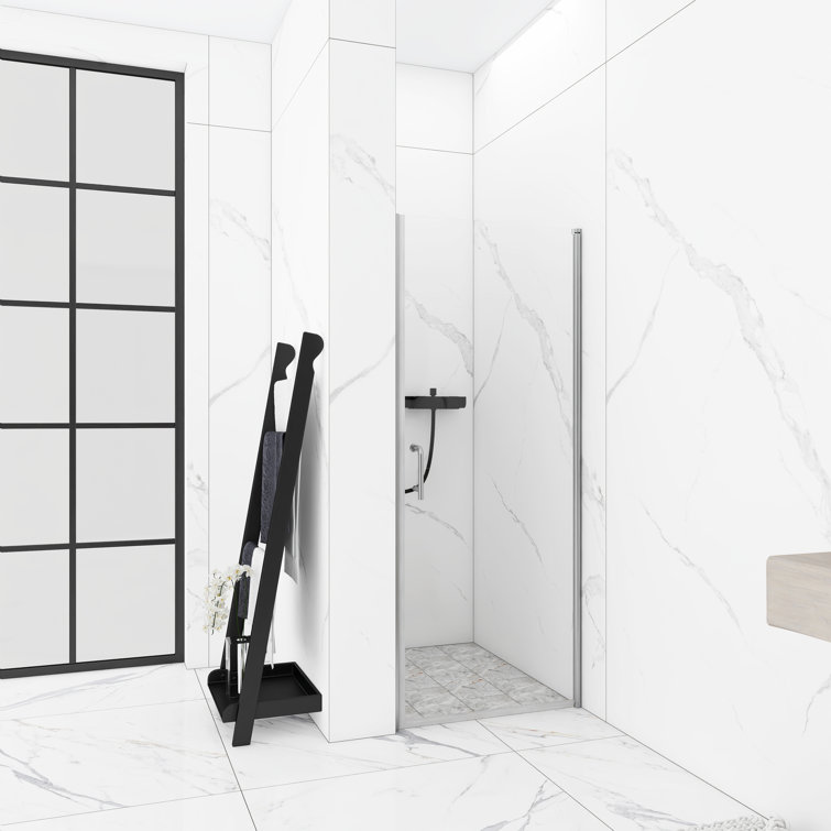 Chrome 30'' x 72'' Semi-Frameless Pivot Shower Door with Clear Glass