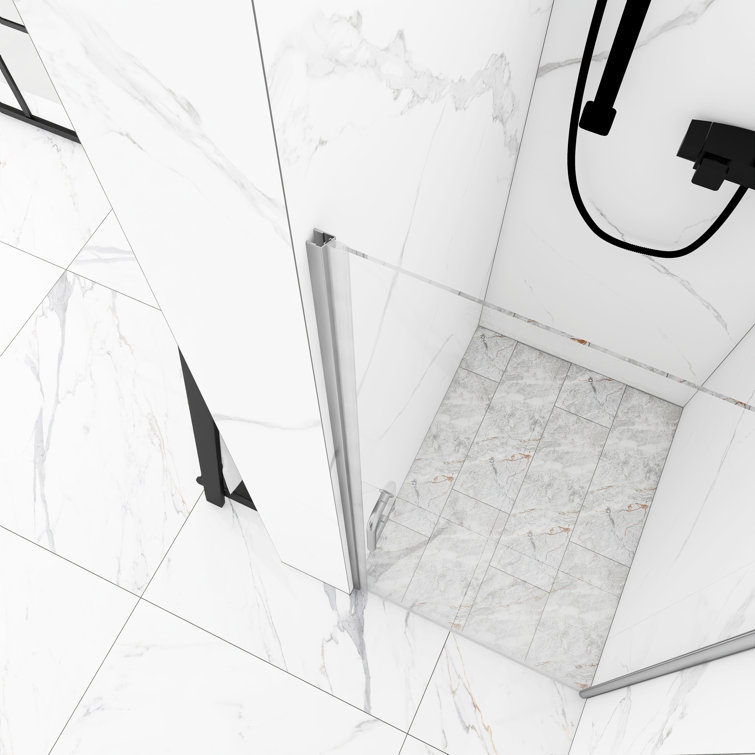 Chrome 30'' x 72'' Semi-Frameless Pivot Shower Door with Clear Glass
