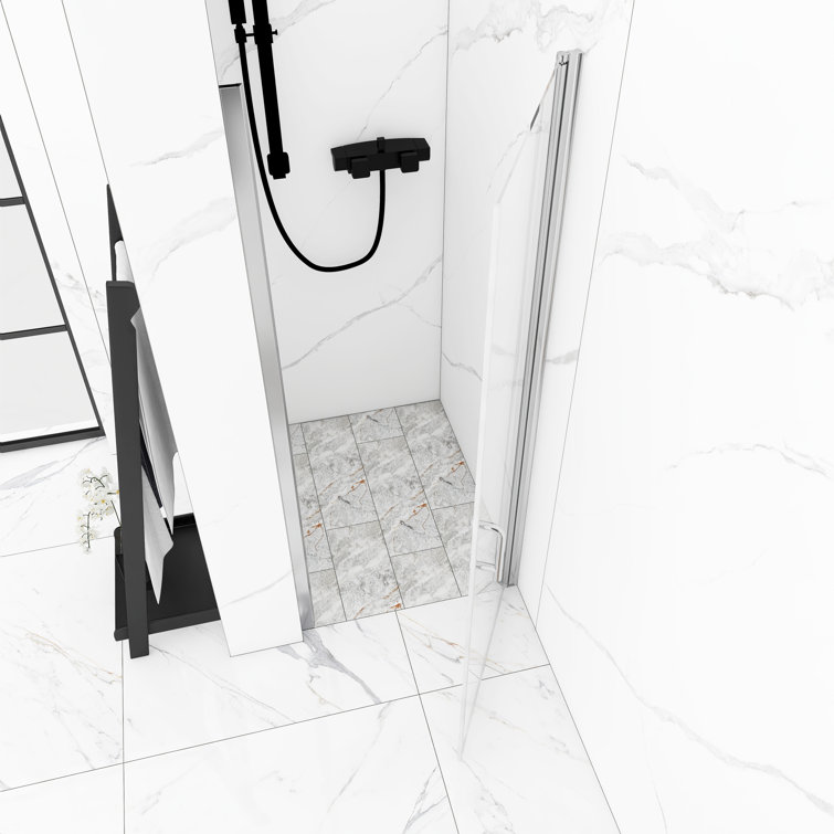 Chrome 30'' x 72'' Semi-Frameless Pivot Shower Door with Clear Glass