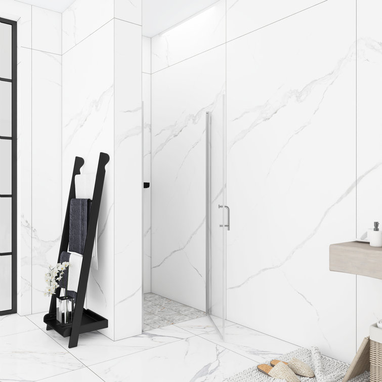 Chrome 30'' x 72'' Semi-Frameless Pivot Shower Door with Clear Glass