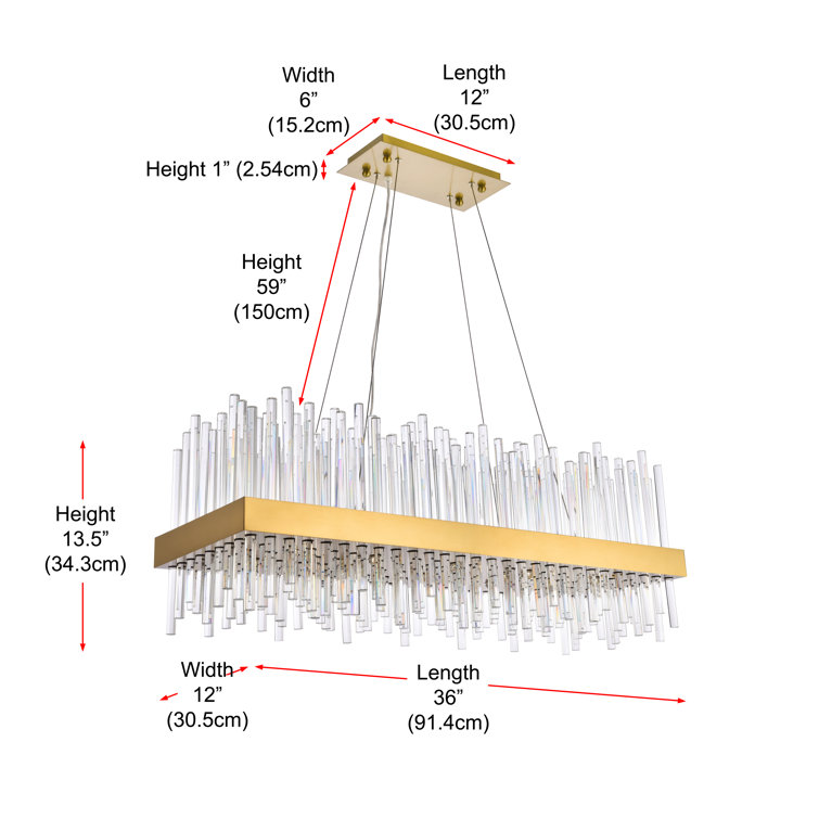 Gold Crystal Rods 20-Light Dimmable Chandelier