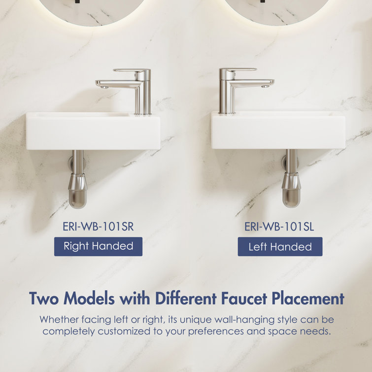 Turner 14" x 7" White Ceramic Rectangular Wall-Mount Bathroom Sink