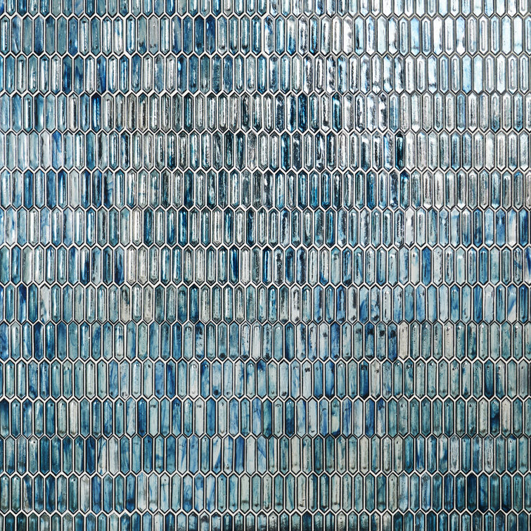 Ocean Rain Blue and White Glass Mosaic Wall Tile