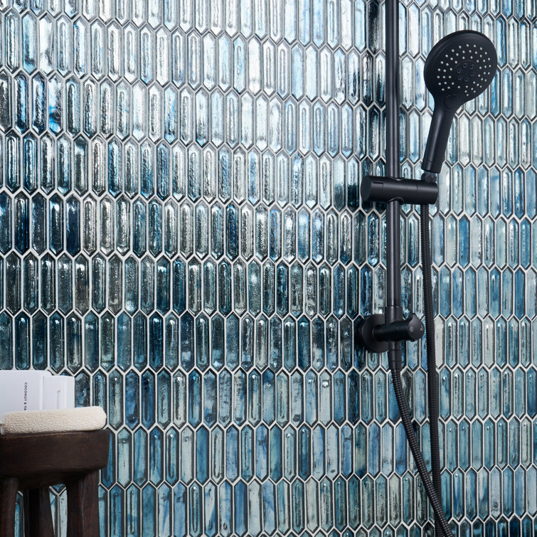 Ocean Rain Blue and White Glass Mosaic Wall Tile