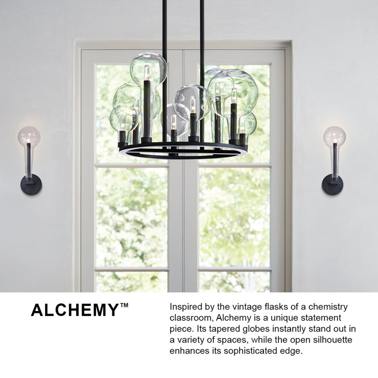 Black Steel 15-Light Wagon Wheel Chandelier with Clear Glass