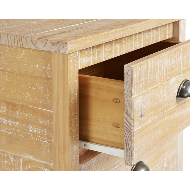 Baja Elegance 2-Drawer Barnwood Nightstand with Steel Accents
