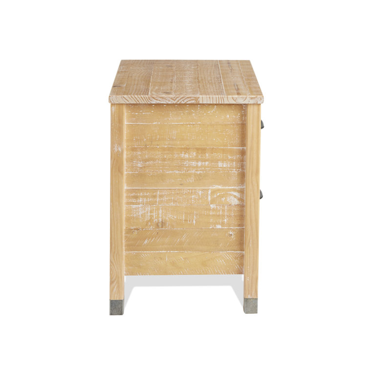 Baja Elegance 2-Drawer Barnwood Nightstand with Steel Accents