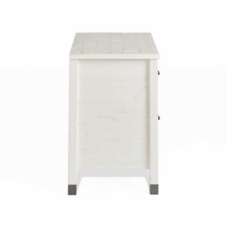 Baja Rustic Shabby White Solid Wood 2-Drawer Nightstand