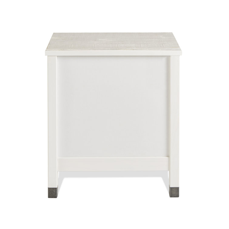 Baja Rustic Shabby White Solid Wood 2-Drawer Nightstand