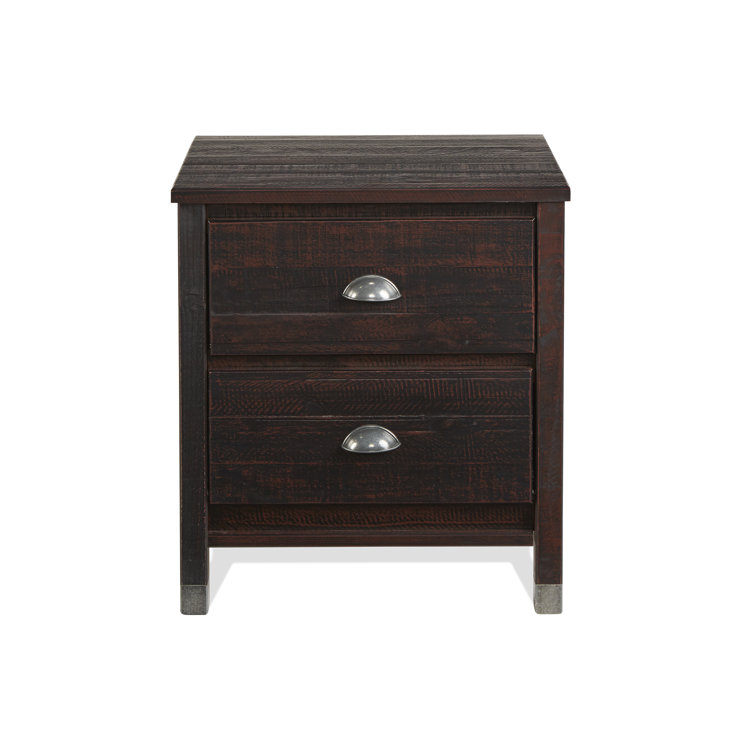 Baja Medium Pine 2-Drawer Nightstand with Steel Accents