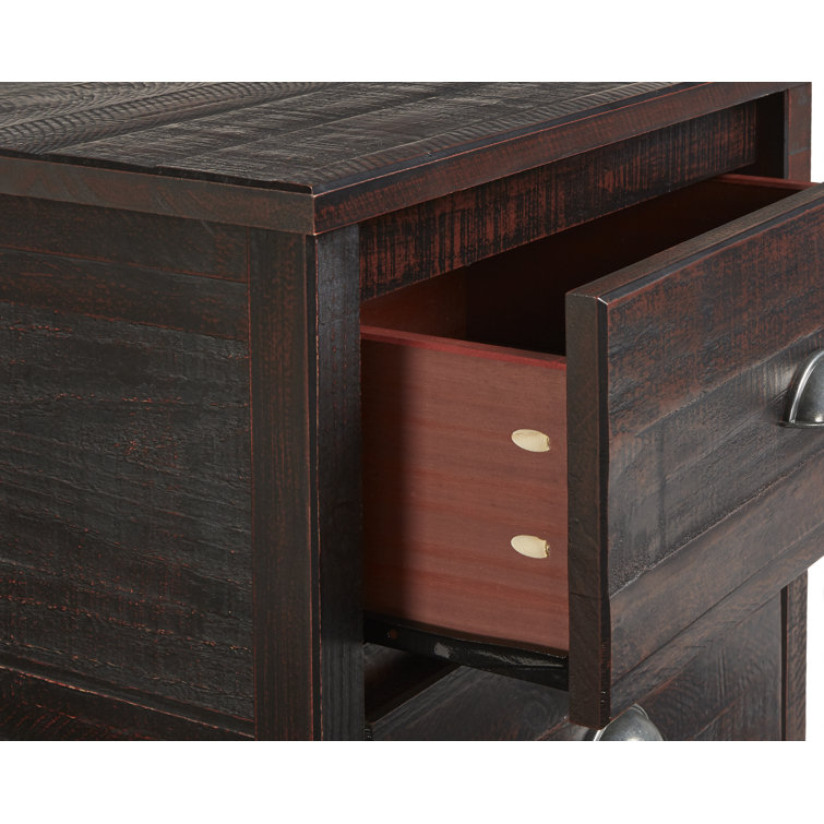 Baja Medium Pine 2-Drawer Nightstand with Steel Accents