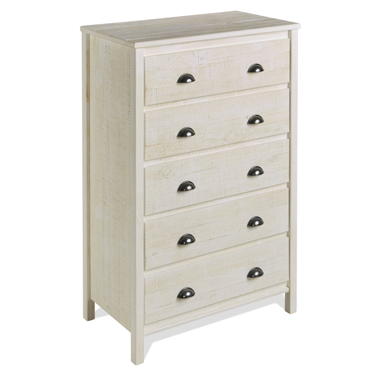 Baja Rustic White Pine 5-Drawer Dresser with Sophisticated Charm