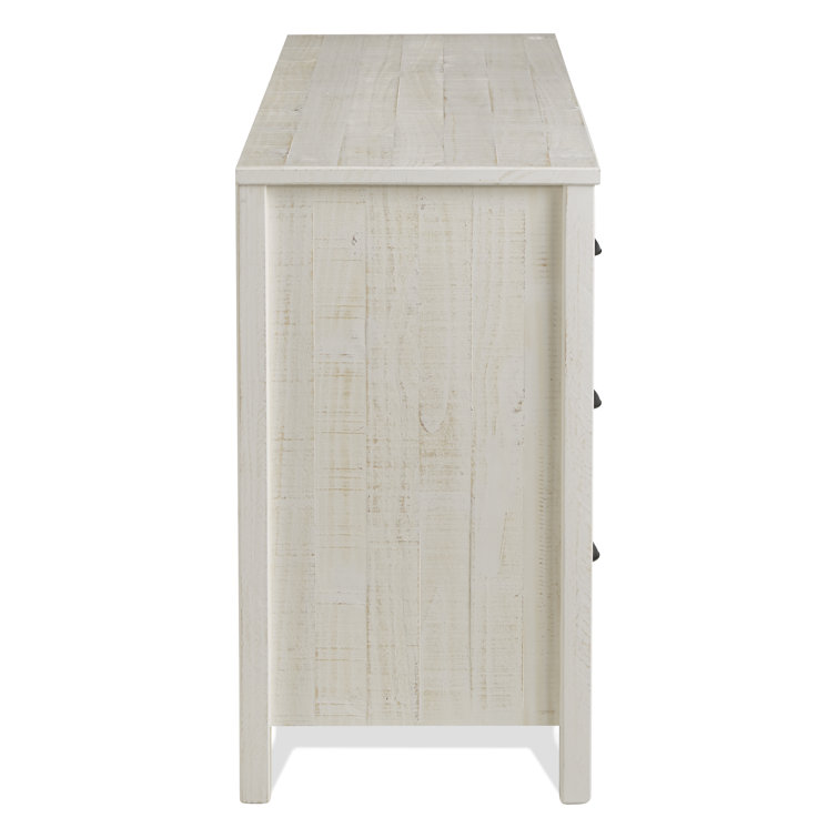 Farmhouse Baja Double 6-Drawer Dresser in Shabby White with Felt-Lined Drawers