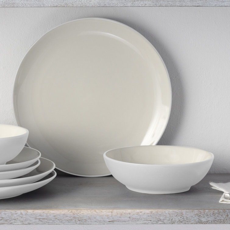 White Ceramic Minimalist Dinner Plates Set of Four