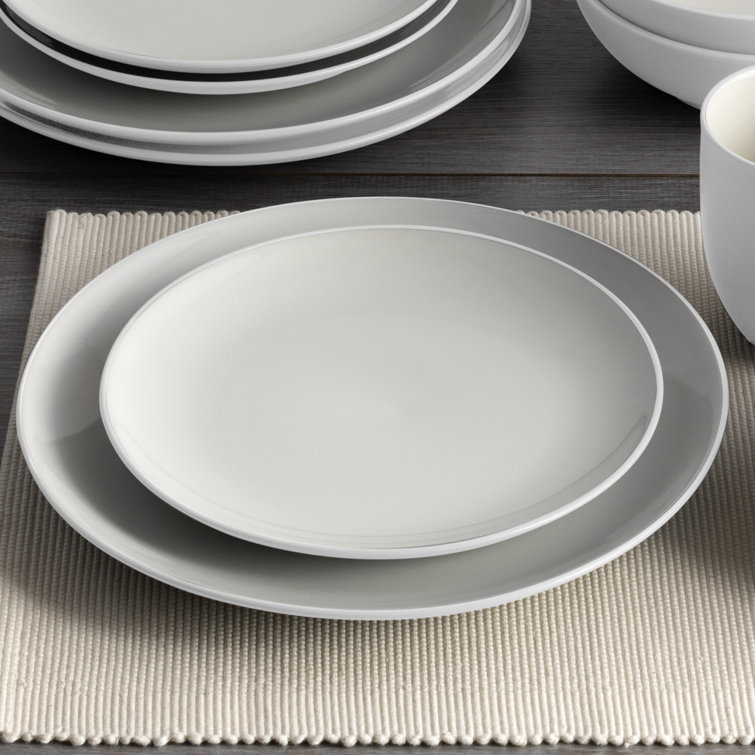 White Ceramic Minimalist Dinner Plates Set of Four