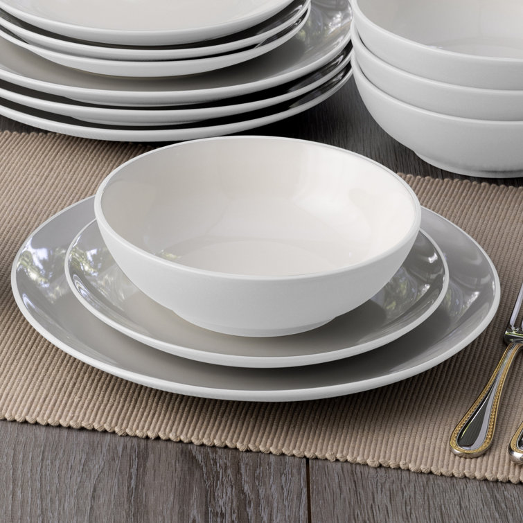 White Ceramic Minimalist Dinner Plates Set of Four