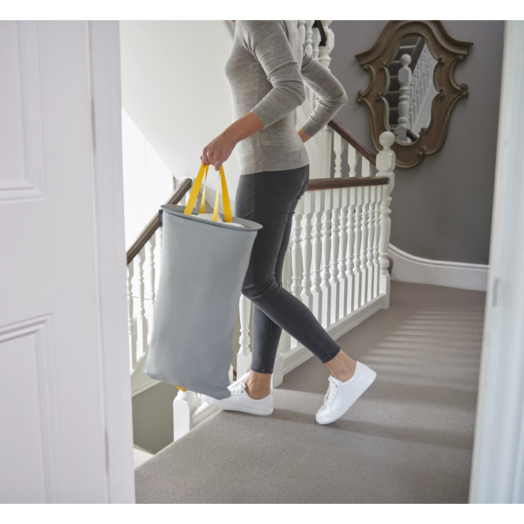 Gray 60L Dual Compartment Laundry Basket with Lid