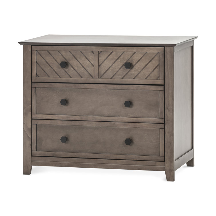 Atwood Cocoa Bean 3-Drawer Nursery Dresser with Chevron Pattern