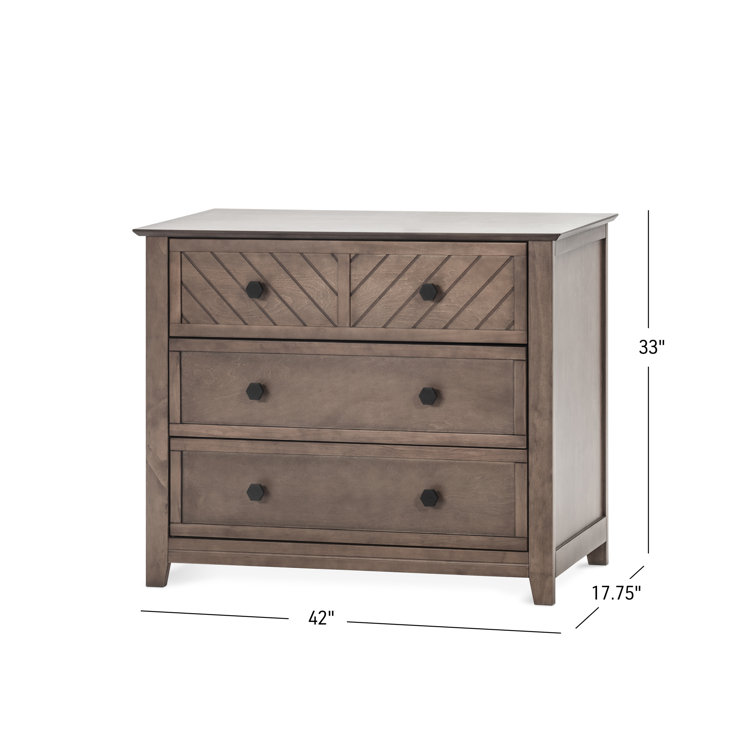 Atwood Cocoa Bean 3-Drawer Nursery Dresser with Chevron Pattern