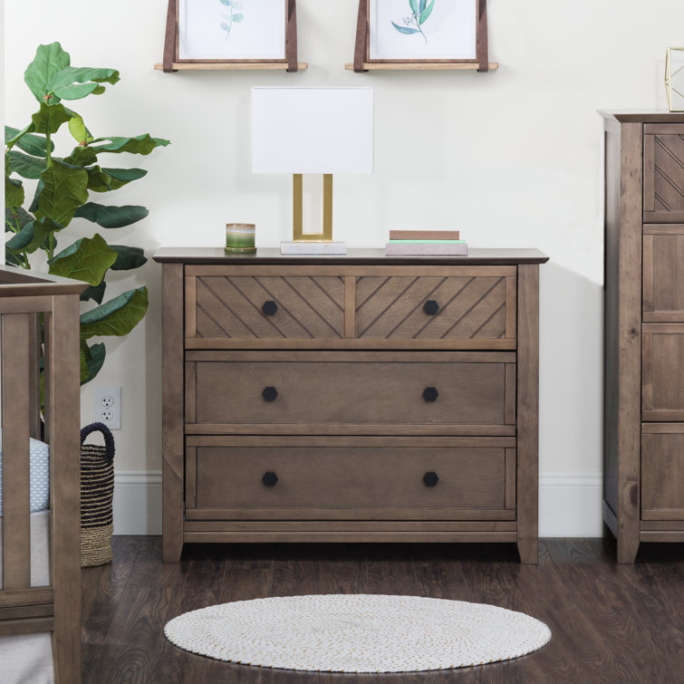 Atwood Cocoa Bean 3-Drawer Nursery Dresser with Chevron Pattern