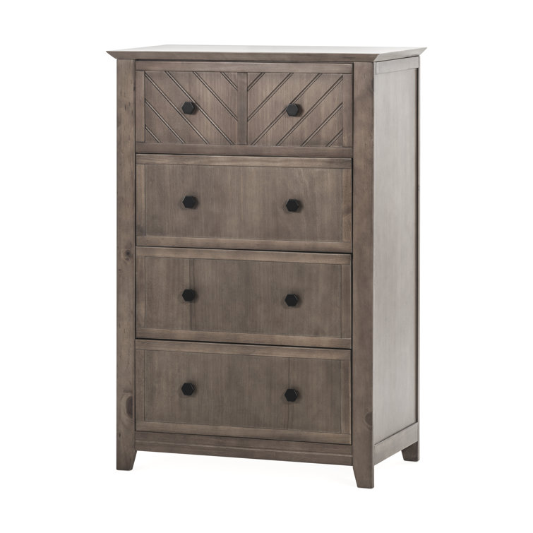 Atwood Modern Chevron 4-Drawer Nursery Chest in Cocoa Bean