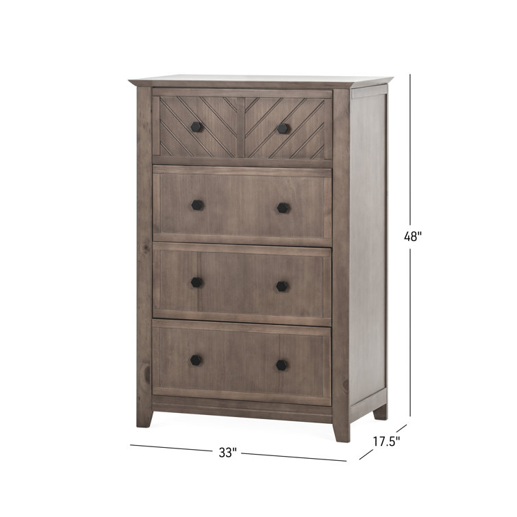Atwood Modern Chevron 4-Drawer Nursery Chest in Cocoa Bean
