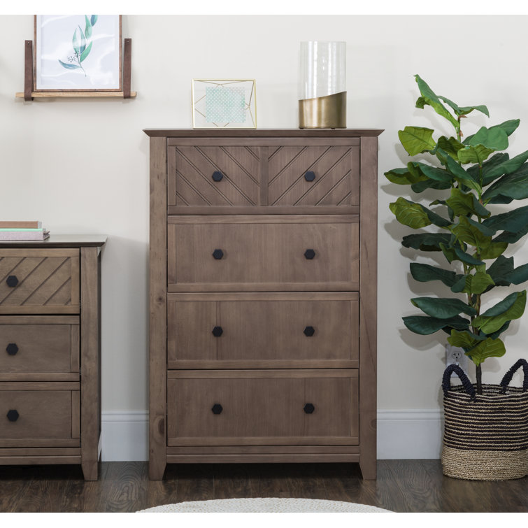 Atwood Modern Chevron 4-Drawer Nursery Chest in Cocoa Bean