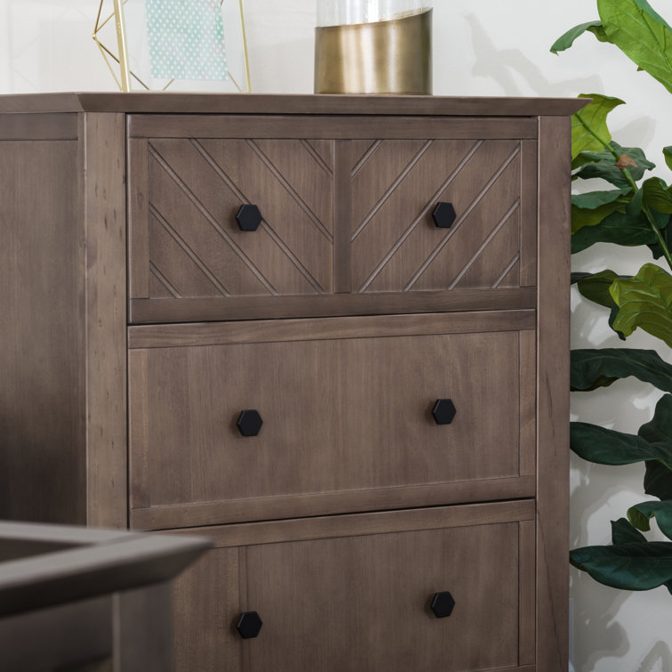 Atwood Modern Chevron 4-Drawer Nursery Chest in Cocoa Bean
