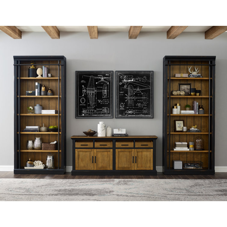 Toulouse Aged Ebony and Warm Honey Adjustable Bookcase